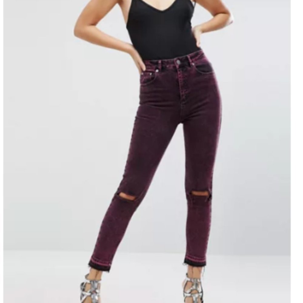 ASOS FARLEIGH Slim Mom Jean in Pink Acid